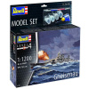 Revell Gneisenau Model Set lode 1:1200, 48 dielov + farby + lepidlo + štetec (Revell GNEISENAU BATTLESHIP, 1:1200, 18,8x6cm, LEVEL 4, Model No.: 65181)