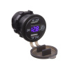 USB nabíjačka 12V / 24V s voltmetrom - 2x USB vodeodolná do panelu / modrý LED displej