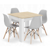 WELLHOX Set štvorcový stôl 80x80 dub sonoma + 4 stoličky OSAKA sivá