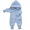 Detský pletený overálok s odopínacou kapucňou baby blue