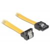 Delock kabel HDD SATA 50 cm přímý/dolů, žlutý, kovová západka 82811