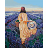ZUTY Maľovanie podľa čísel - ŽENA S KOŠÍKOM A LEVANDUĽOVÉ POLE Rámovanie: vypnuté plátno na rám, Rozmer: 40x50 cm