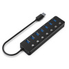 GEMBIRD Gembird UHB-U3P7P-01 7-portový USB 3.1 (Gen 1) hub s prepínačmi, čierny