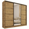 NEJBY Šatníková skriňa HARAZIA 200 so zrkadlom, 4 šuplíky a 2 šatníkovými tyčami, dub artisan