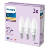 Sada 3x LED žiarovka E14 B35 2,8W = 25W 250lm 2700K teplá matná PHILIPS
