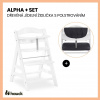 Hauck Alpha+ set 2v1 drevená stolička, white + poťah Melange charcoal