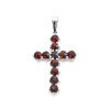 Stříbrný přívěsek kříž s českými granáty Quincy - Rhodiování
