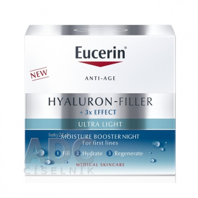 Eucerin Hyaluron 3 x effect Nočný Hydratačný Booster anti-age ultra ľahký 50 ml