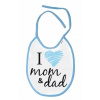 Baby Nellys nepremokavý podbradník I love mom & dad 24 x 27 cm modrý