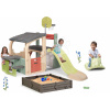 Set hracie centrum so zelenou hojdačkou Multisport Fun Center Smoby so 150 cm šmykľavkou a pieskovisko so záhradkou 2v1