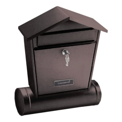 Poštová schránka, oblá so strieškou a držiakom na noviny 320 x 380 x 105 mm, VRCPRO, hnedá, 3000110