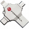 ForCell USB flash disk 16GB USB 3.2 Gen 1 (USB A / USB C / Lightning / Micro USB) F-Data Metal Quad stříbrný