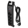 EMOS P54022 Prepäťová ochrana 1800J - 4 zásuvky, 2m, čierna