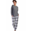 Dámské pyžamo, luxusní, teplé, šedé a kostkované 1TB0087 šedá XL + První výměna zboží zdarma.