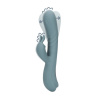 Shots Loveline Fingering Motion Rabbit Vibrator Weathervane Grey, silikónový vibrátor na klitoris a bod G s pohyblivou špičkou 21,6 x 3,6 cm