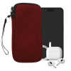 kwmobile Universal smartphone Sleeve - Corduroy with Hand řemínek and Zipper Closure - Internal Mesh Pocket - Mobile telefon Sleeve Pouch - Neoprene telefon Sock - hnědočervená