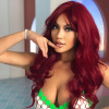 Ohnivo červená dlhá parochňa Ruby s romantickými vlnami