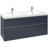 VILLEROY & BOCH Subway 3.0 závesná skrinka pod dvojumývadlo, 4 zásuvky, s LED osvetlením, 1272 x 478 x 429 mm, Marine Blue, C568L0VQ
