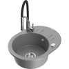 Mexen Kevin, 1-komorový granitový drez 586x458x190 mm a drezová batéria Aster, šedá, 6517-71-73450-07