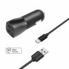 Nabíjačka do auta FIXED s výstupom 2xUSB a káblom USB/USB-C, 1 meter, 15W Smart Rapid Charge, čierna