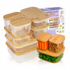 7x sklenené žiaruvzdorné nádoby na potraviny s viečkom - vzduchotesné obedové boxy