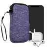 kwmobile Universal telefon Pouch Size XXL - 7 - Neoprene smartphone Pouch with Zip - Water-Repellent Mobile Pouzdro na telefon - Sleeve in Denim / bílá