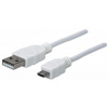 MANHATTAN Pripojovací kábel USB 2.0 A samec / Micro-B samec, 1.8 m, biela 324069 Manhattan