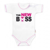 Body krátky rukáv s vtipným textom Baby Nellys, The New Boss, veľ. 68, holka 80 (9-12m)
