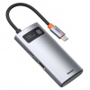 Hub 4v1 Baseus Metal Gleam Series, USB-C na USB 3.0 + USB 2.0 + HDMI + USB-C PD Baseus
