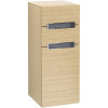 VILLEROY & BOCH Subway 2.0 závesná bočná skrinka nízka, 1 dvierka + 2 šuplíky, pánty vpravo, 356 x 370 x 857 mm, Nordic Oak, A7131SVJ
