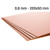 Medený plech hrúbka 0,8 mm rozmer 200x50 mm medená Cu forma