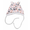 Baby Nellys Dojčenská čiapočka s uškami na zaväzovanie - Palouček, biela - 68-74 (6-9m)