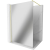 Mexen Kioto, sprchová zástena Walk-In 100 x 200 cm, 8mm sklo vzor zrkadlo, zlatý matný profil, 800-100-101-55-50