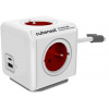 Cubenest Powercube Extended USB PD 20W, A+C, 4× zásuvka, 1,5m, biela/červená, detská poistka, uzemnenie, dok, 10A/250V