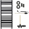 CERANO - Kúpeľňový radiátorový set Enrico - kombinované vykurovanie, termo tyč - bočné jednobodové pripojenie - 559W - čierna matná - 1210x550 mm