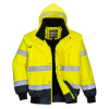 PORTWEST Bunda Bomber Hi-Vis Contrast C465, odnímatelné rukávy, zateplená, reflexní POR-C465YNRM M Žlutá/navy