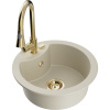Mexen Diego, 1-komorový granitový drez 488x488x167 mm a drezová batéria Elia, béžová, 6512-69-670101-50