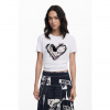 Dámské triko DESIGUAL 25WWTK04 1000 TS LETTER CORE 1000 WHITE velikost XL