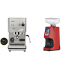 Profitec GO, brushed stainless steel + Eureka Atom 60, ferrari red