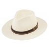 Fiebig - Headwear since 1903 Letný panamský klobúk Fedora Natur s koženým pásikom - Ekvádorská panama Veľkosť: 55 cm (S)