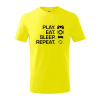 Play Eat Sleep Repeat game - Tričko detské bavlnené - 134 cm/8 rokov ( Citrónová )