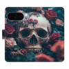 Flip pouzdro iSaprio - Google Pixel 10 / 10 Pro - Skull in Roses 02 s kapsičkami na karty (Flipové knížkové pouzdro, obal, kryt iSaprio s přihrádkami na karty a motivem)