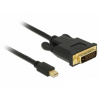 Delock Mini-DisplayPort / DVI prepojovací kábel Mini DisplayPort konektory, DVI-D 24+1pol. Zástrčka 2 m čierna 83989 pozlátené kontakty, trojžilový tienený,; 83989