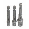 Sada adaptérov na gola náradie, do vŕtačky, 1/4” 3/8” 1/2”, šesťhran, 3 ks - SATRA