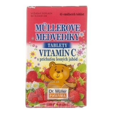 Dr. Müller Pharma s.r.o. MÜLLEROVE medvedíky - VITAMÍN C tbl s príchuťou lesných jahôd 1x45 ks
