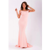 EVA&LOLA dámske dlhé šaty bez ramienok s vlečkou ružové S