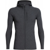 ICEBREAKER M Descender LS Zip Hood, JET HTHR/BLACK - M