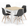 WELLHOX Set štvorcový stôl 80x80 dub sonoma + 4 stoličky OSAKA čierna