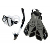 Šnorchlovací set 3 v 1, ČIERNY/TRANSPARENTNÝ, S/M, plutvy 36-41
