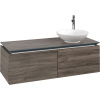 VILLEROY & BOCH Legato závesná skrinka pod umývadlo na dosku (umývadlo vpravo), 2 zásuvky, 1200 x 500 x 380 mm, Stone Oak, B58100RK